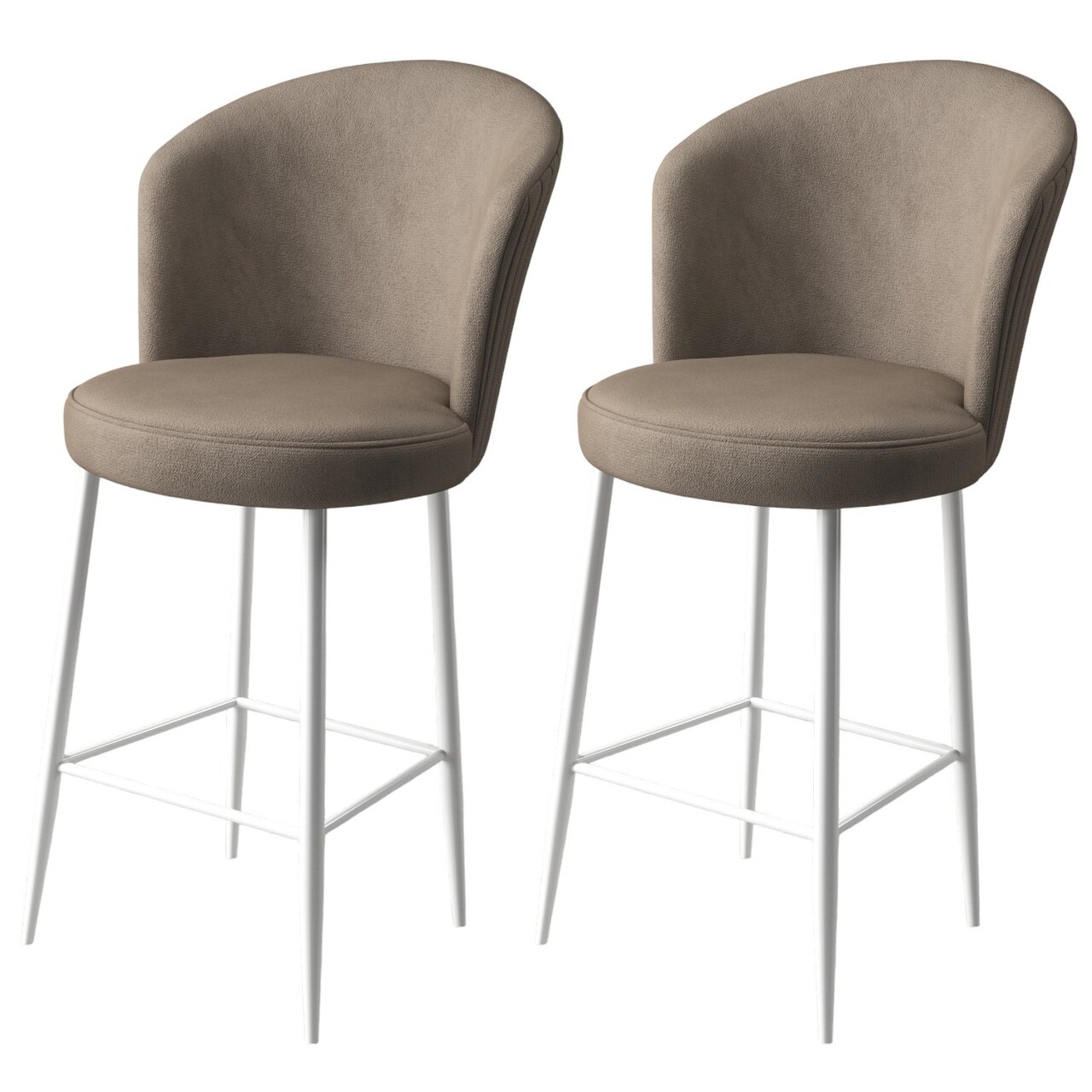 Set scaun de bar (2 bucăți), Hanah Home, Fora, Cappuccino / Alb - imagine 5